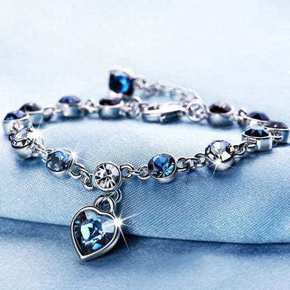 Mystic Blue Heart Charm Bracelet