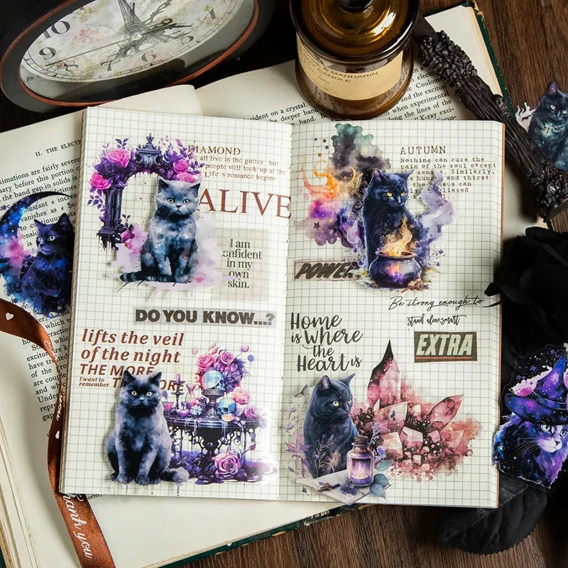 Mystic Black Cat Sticker Set