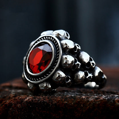 Bloodstone Skull Ring