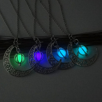 Firefly Glow Crescent Moon Luminous Necklace