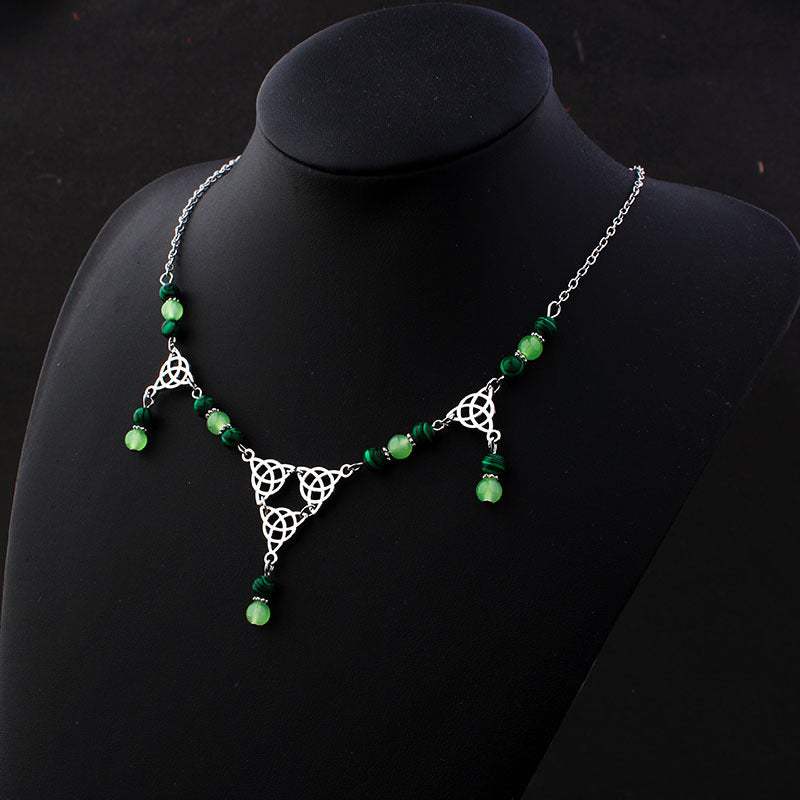 Mystic Malachite Triquetra Necklace