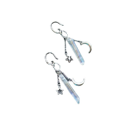 Starlit Crescent Crystal Drop Earrings