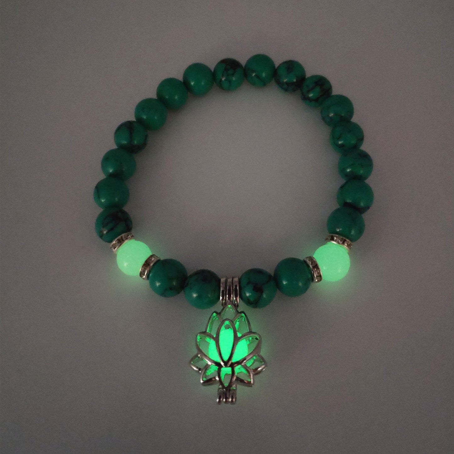 Luminous Lotus Energy Bracelet - Glow-in-the-Dark Natural Stone Healing