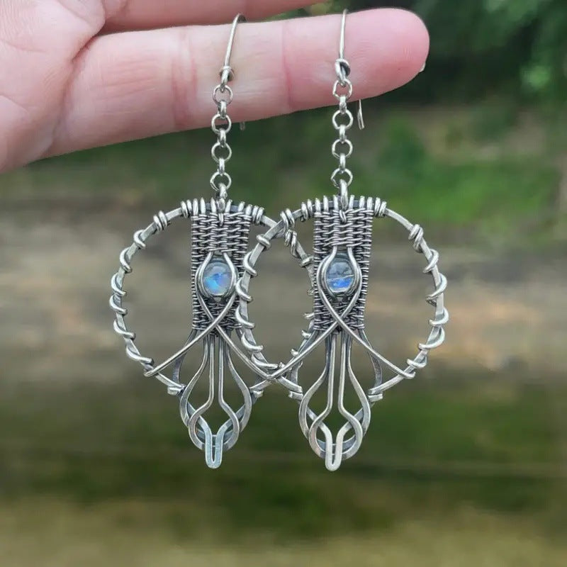 Moonthread Crystal Circle Earrings