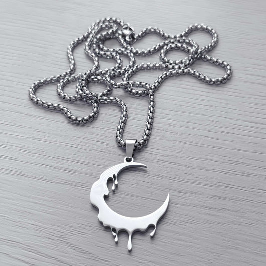 Dripping Crescent Moon Necklace