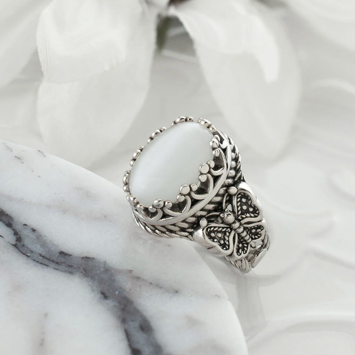 Sacred Butterfly Moonstone Ring