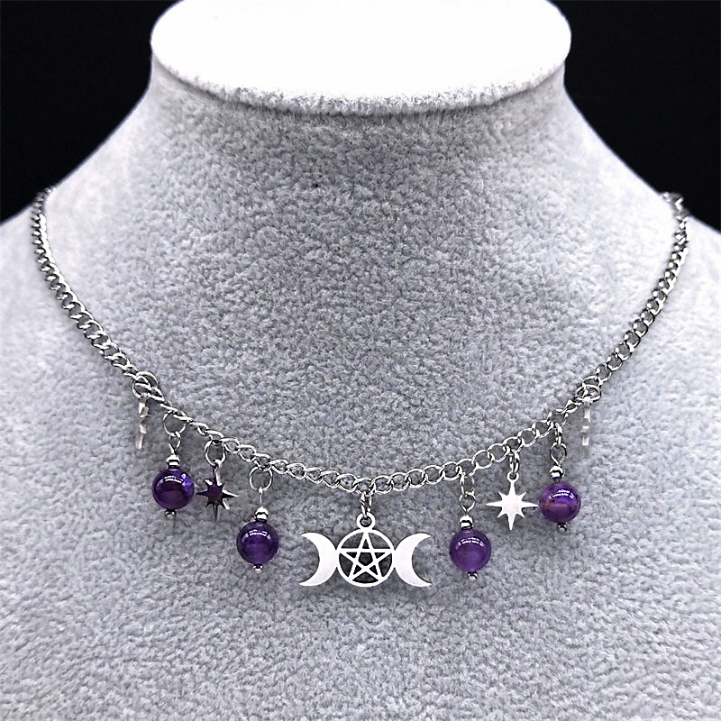 Amethyst Triple Goddess Necklace