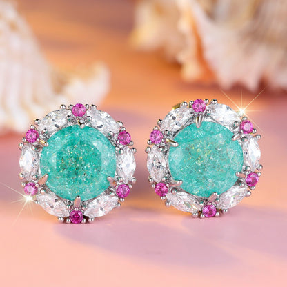 Sea Light Halo Crystal Earrings