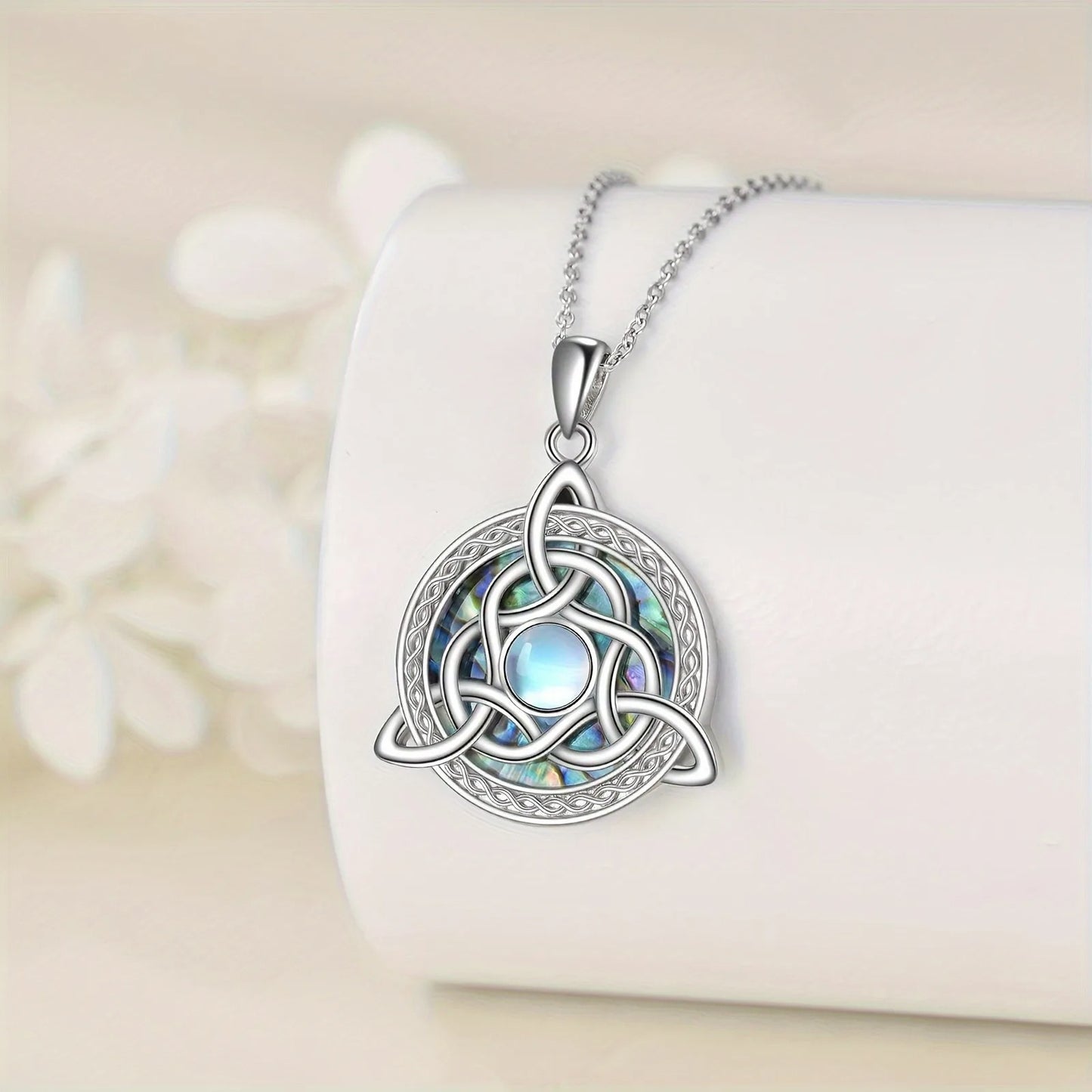 Sacred Triquetra Moonstone Talisman