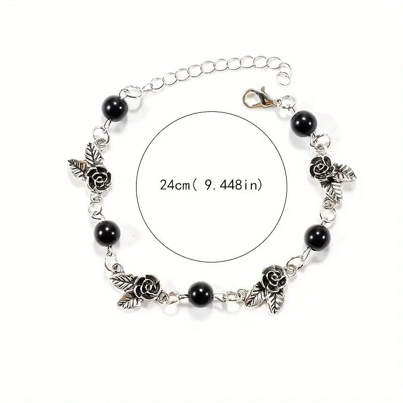 Gothic Rose Charm Bracelet