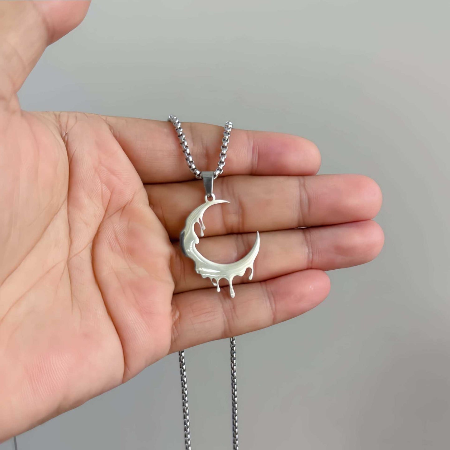 Dripping Crescent Moon Necklace