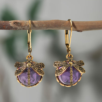 Enchanted Dragonfly Crystal Drop Earrings