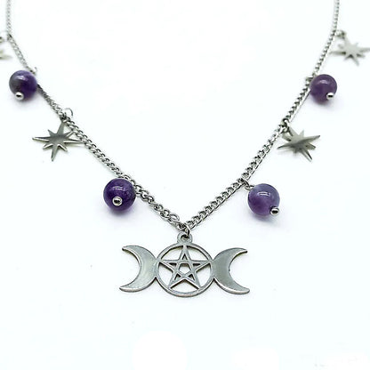 Amethyst Triple Goddess Necklace