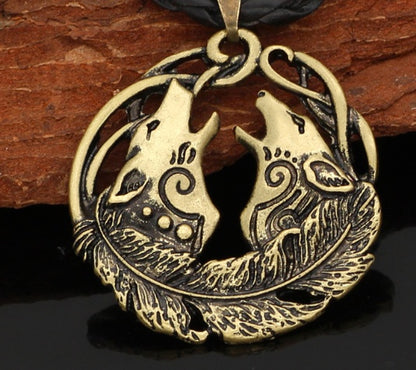 Twin Howl Wolf Spirit Necklace