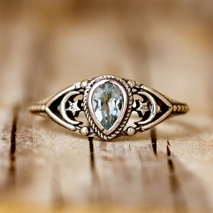 Crescent Veil Crystal Ring