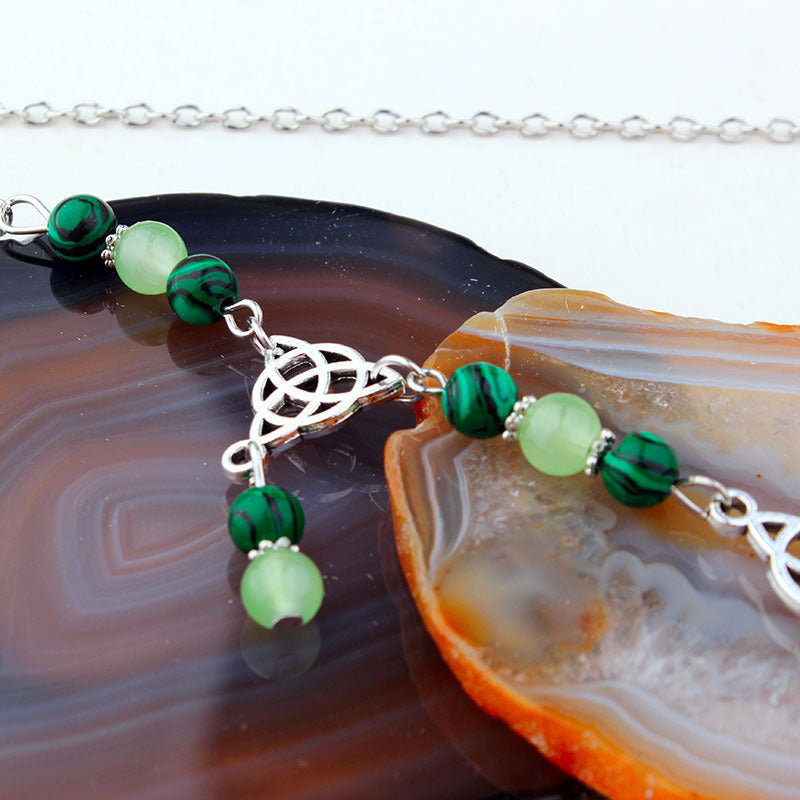 Mystic Malachite Triquetra Necklace