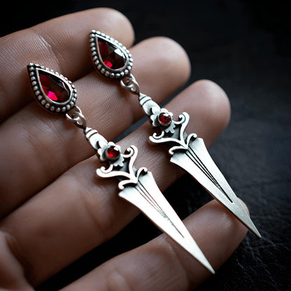 Crimson Athame Drop Earrings