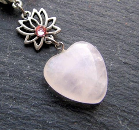 SERENITY ROSE QUARTZ HEART HEALING NECKLACE