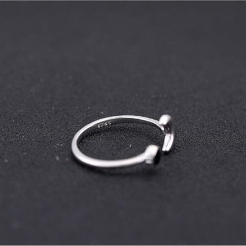 Midnight Crescent Charm Ring
