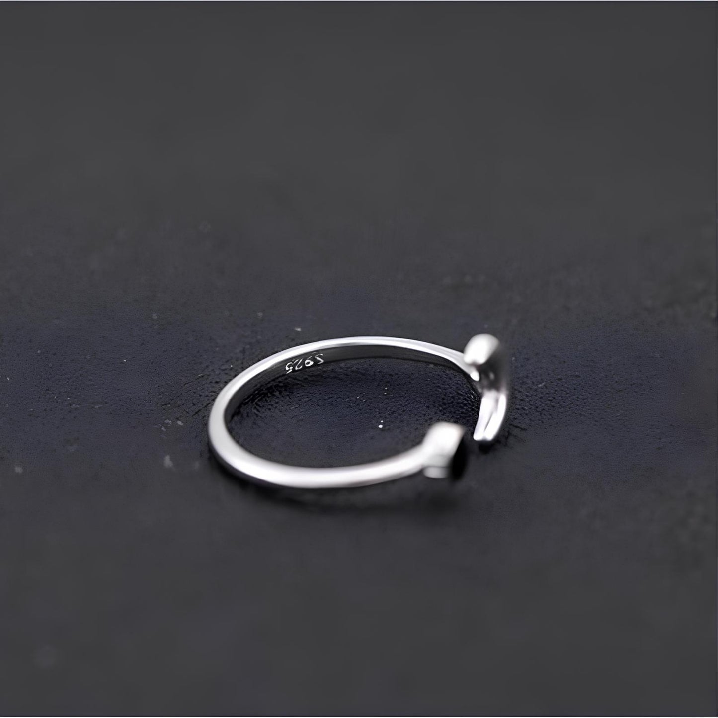 Midnight Crescent Charm Ring