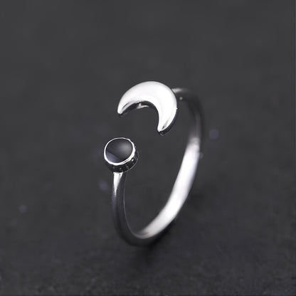 Midnight Crescent Charm Ring