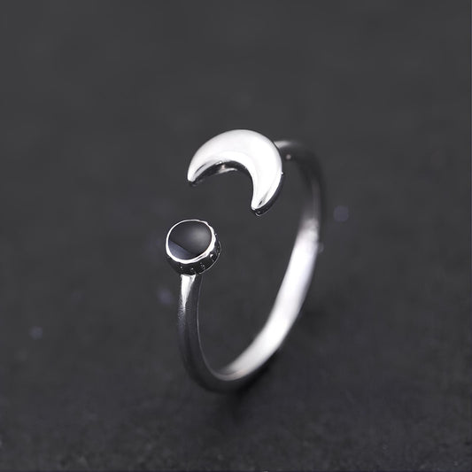 Midnight Crescent Charm Ring