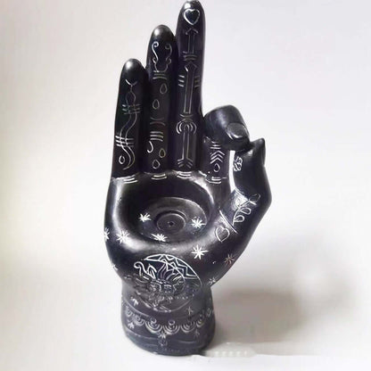 Mystic Black Hand Candle & Incense Holder