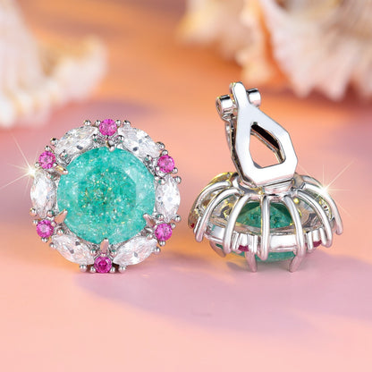 Sea Light Halo Crystal Earrings