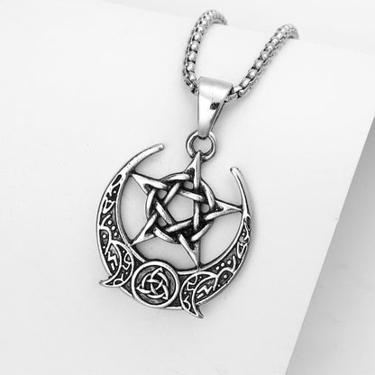 Triple Moon Pentagram Protection Necklace