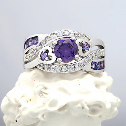 Majestic Heart Amethyst Crystal Ring