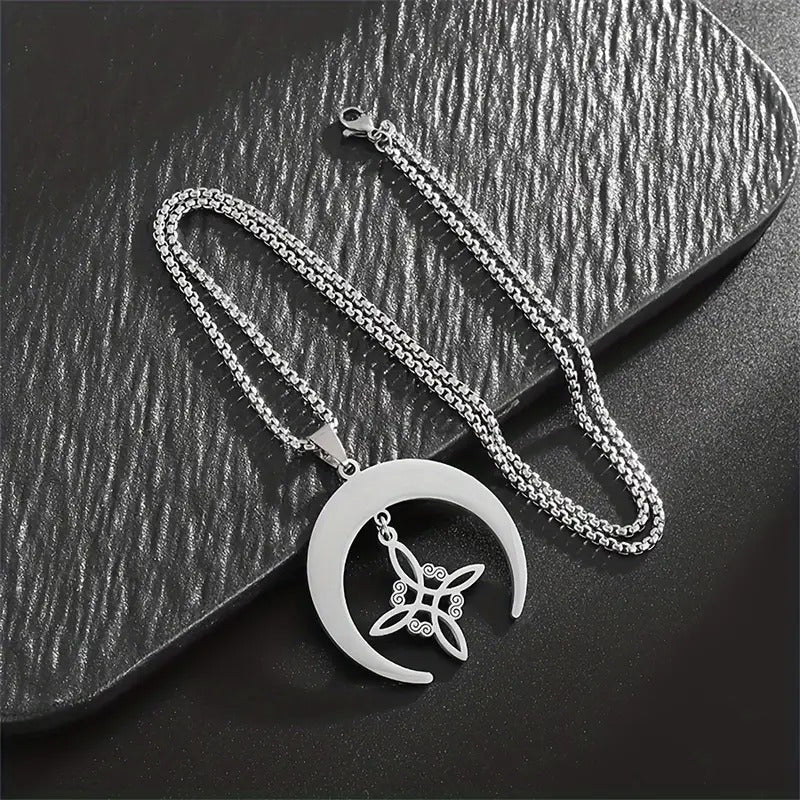 Witches Knot Crescent Moon Necklace