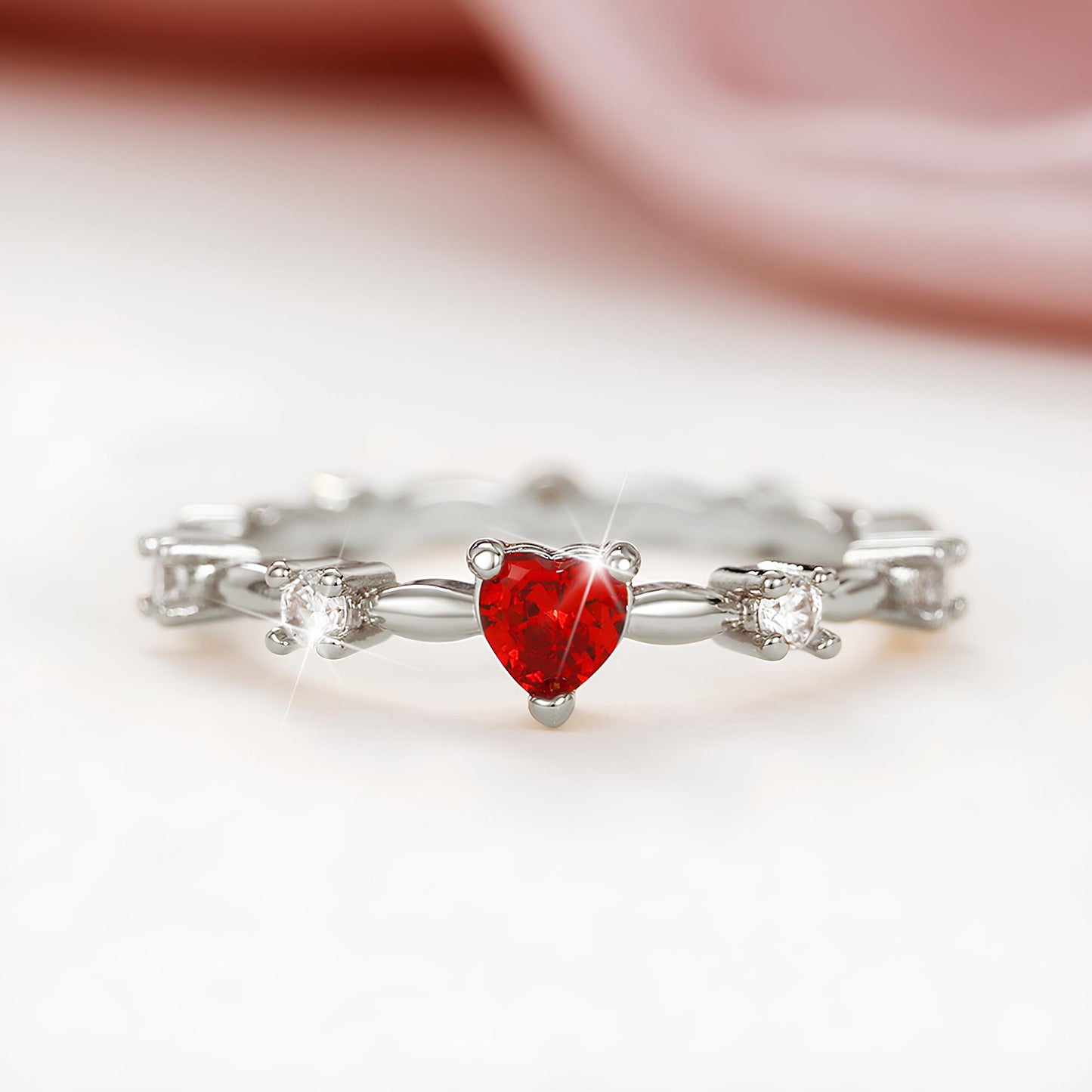 Heart of Crimson Crystal Ring