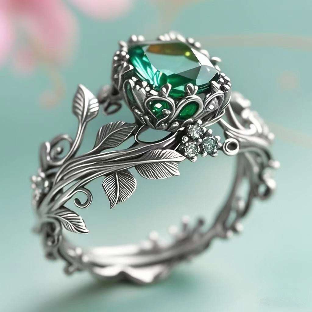 Emerald Vine Crystal Ring