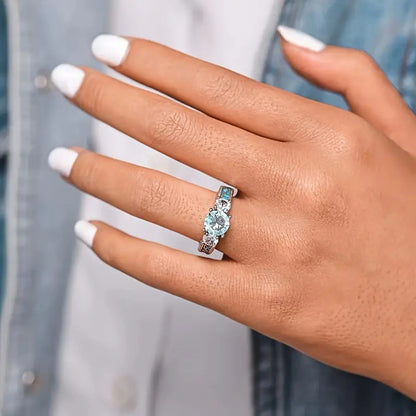 Aqua Light Crystal Ring