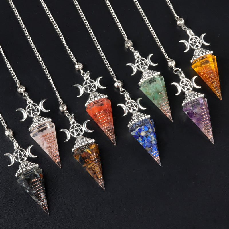 Triple Goddess Crystal Pendulum Necklace