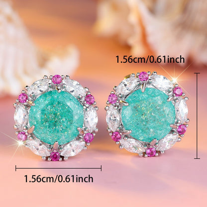 Sea Light Halo Crystal Earrings