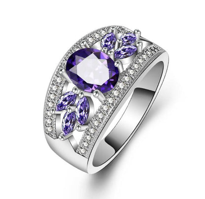 Amethyst Leaf Crystal Ring
