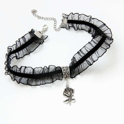 Midnight Blossom Enchantment Goth Choker Necklace