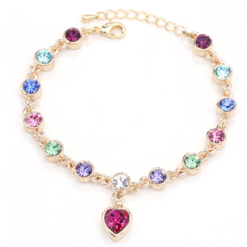 Mystic Blue Heart Charm Bracelet