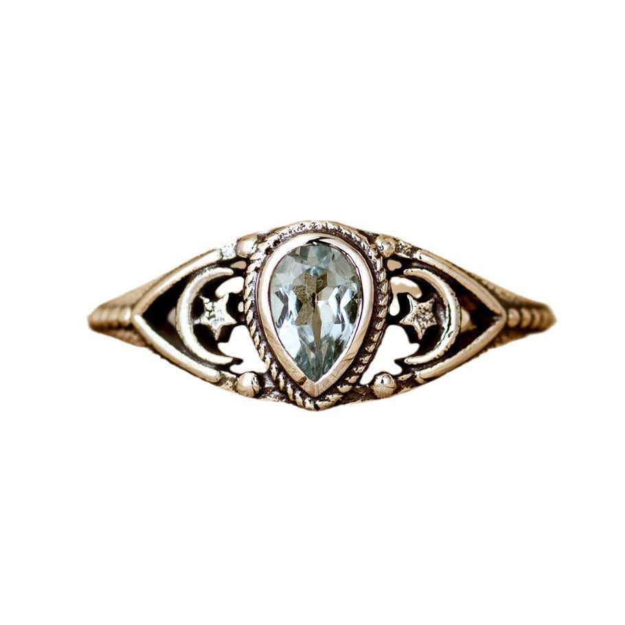 Crescent Veil Crystal Ring