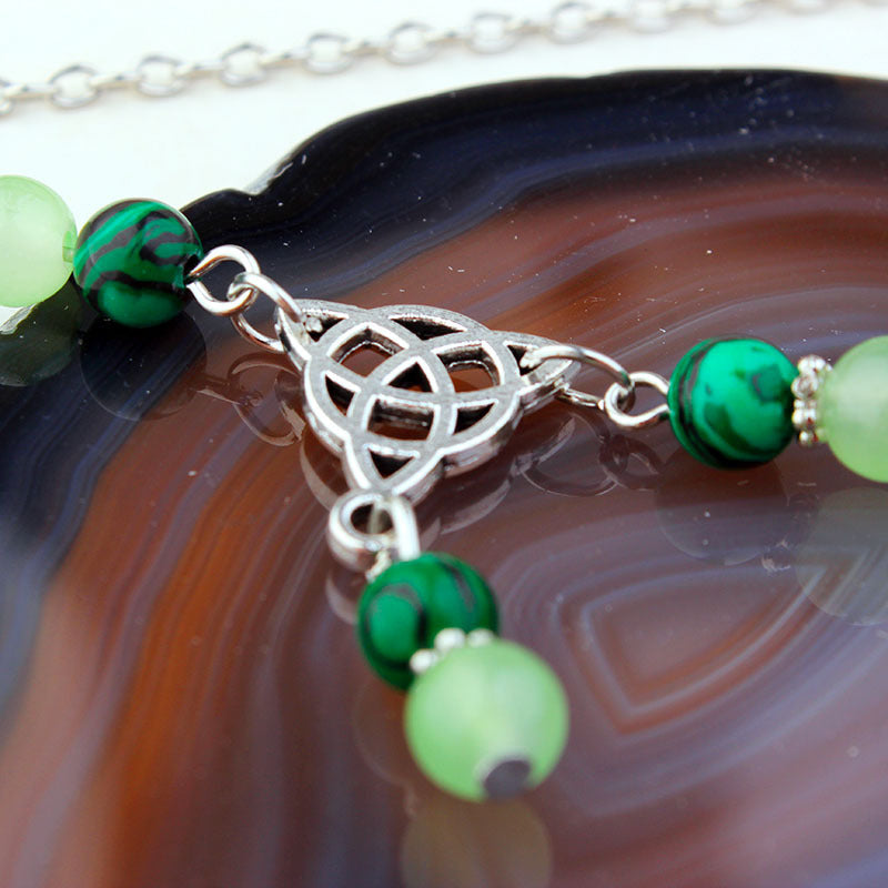 Mystic Malachite Triquetra Necklace