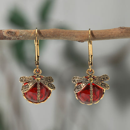 Enchanted Dragonfly Crystal Drop Earrings