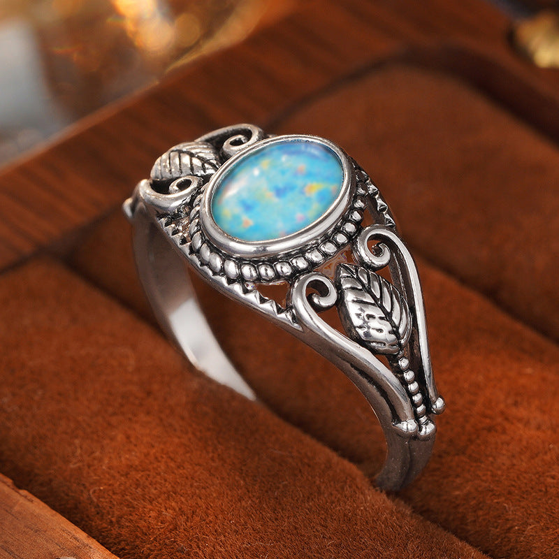 Verdant Opal Leaf Ring