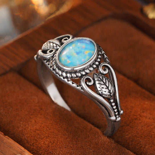 Verdant Opal Leaf Ring