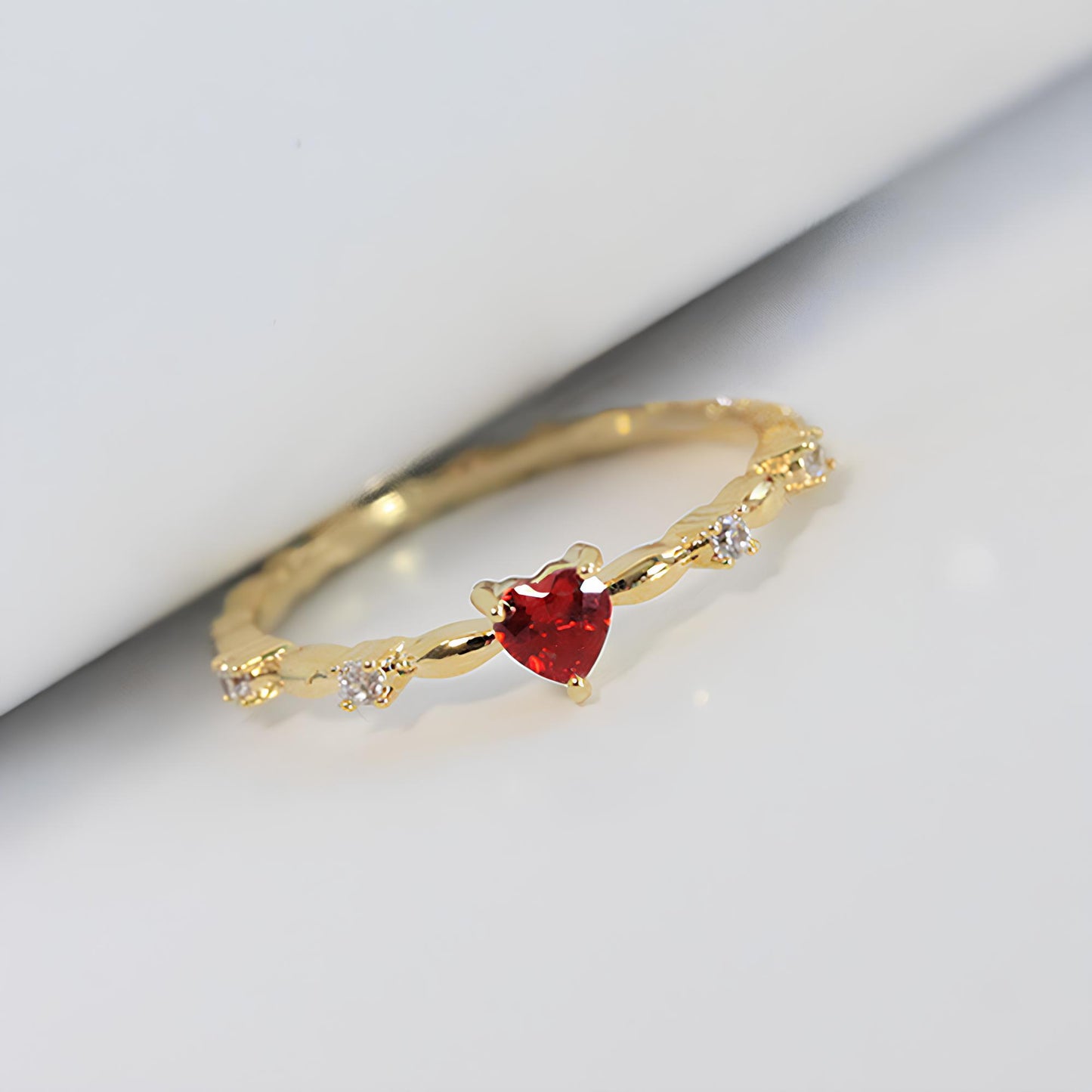 Heart of Crimson Crystal Ring