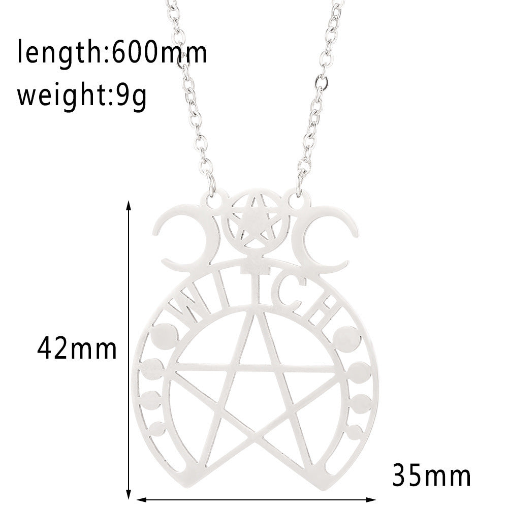 Witch’s Triple Moon Pentacle Necklace