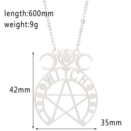 Witch’s Triple Moon Pentacle Necklace