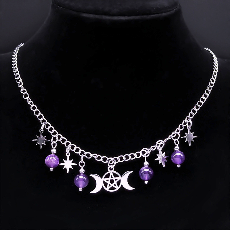 Amethyst Triple Goddess Necklace