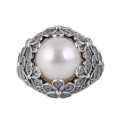 Sacred Pearl Flower Ring