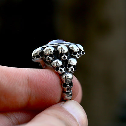 Bloodstone Skull Ring